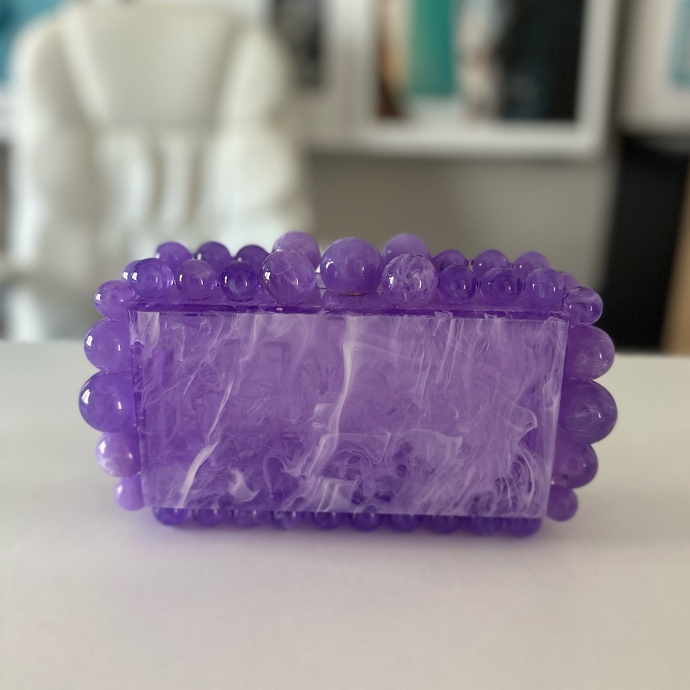 Eos Beaded Acrylic Box Purple Lavender